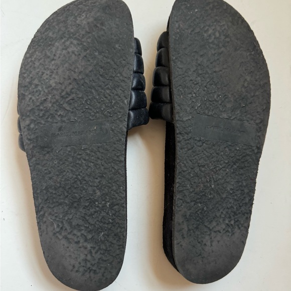 Isabel Marant Black Leather and Suede Hellea Slide Sandals Size 7 - Picture 4 of 5
